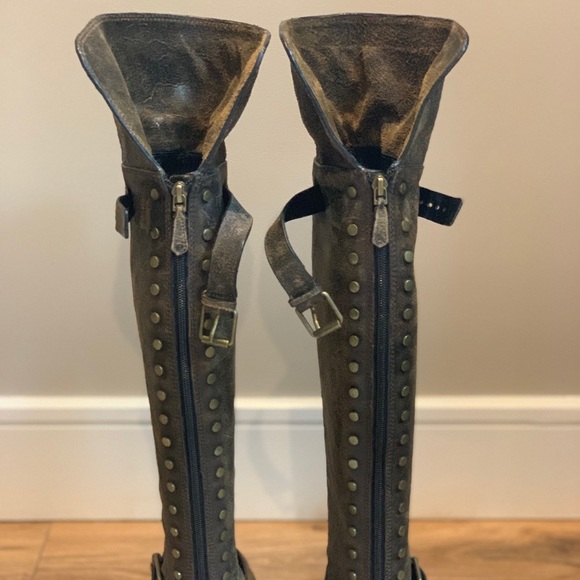 TORY BURCH - Chocolate Brown - Distressed, Over the knee Boots - Picture 6 of 13